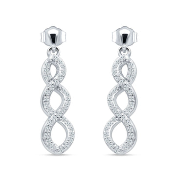 Twisted Infinity Stud Earring Cubic Zirconia 925 Sterling Silver Wholesale